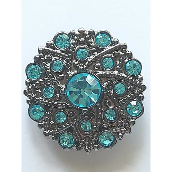 Magnolia and Vine Grand Snap Silver Blue/Turquoise Swirl 1" Ginger Snap Charm - Picture 1 of 4